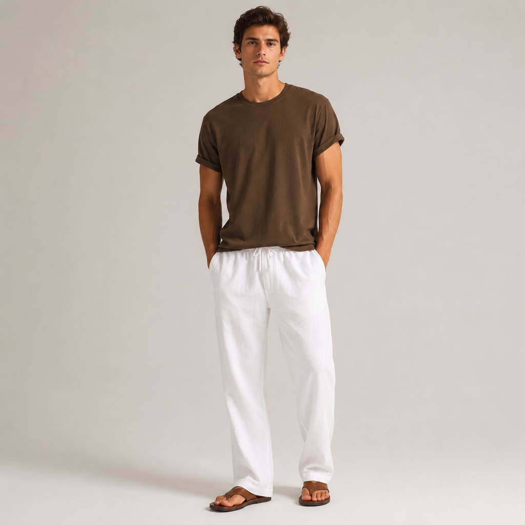 Ensemble Bergamo — t-shirt col rond et pantalon