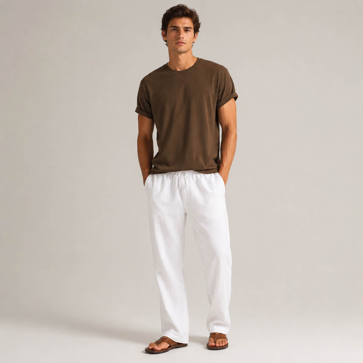 Ensemble Bergamo — t-shirt col rond et pantalon