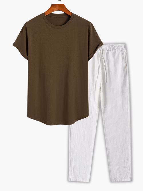 Ensemble T-shirt à col rond et pantalon