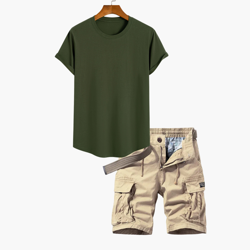 Ensemble T-shirt et shorts cargo pour hommes - vue 2