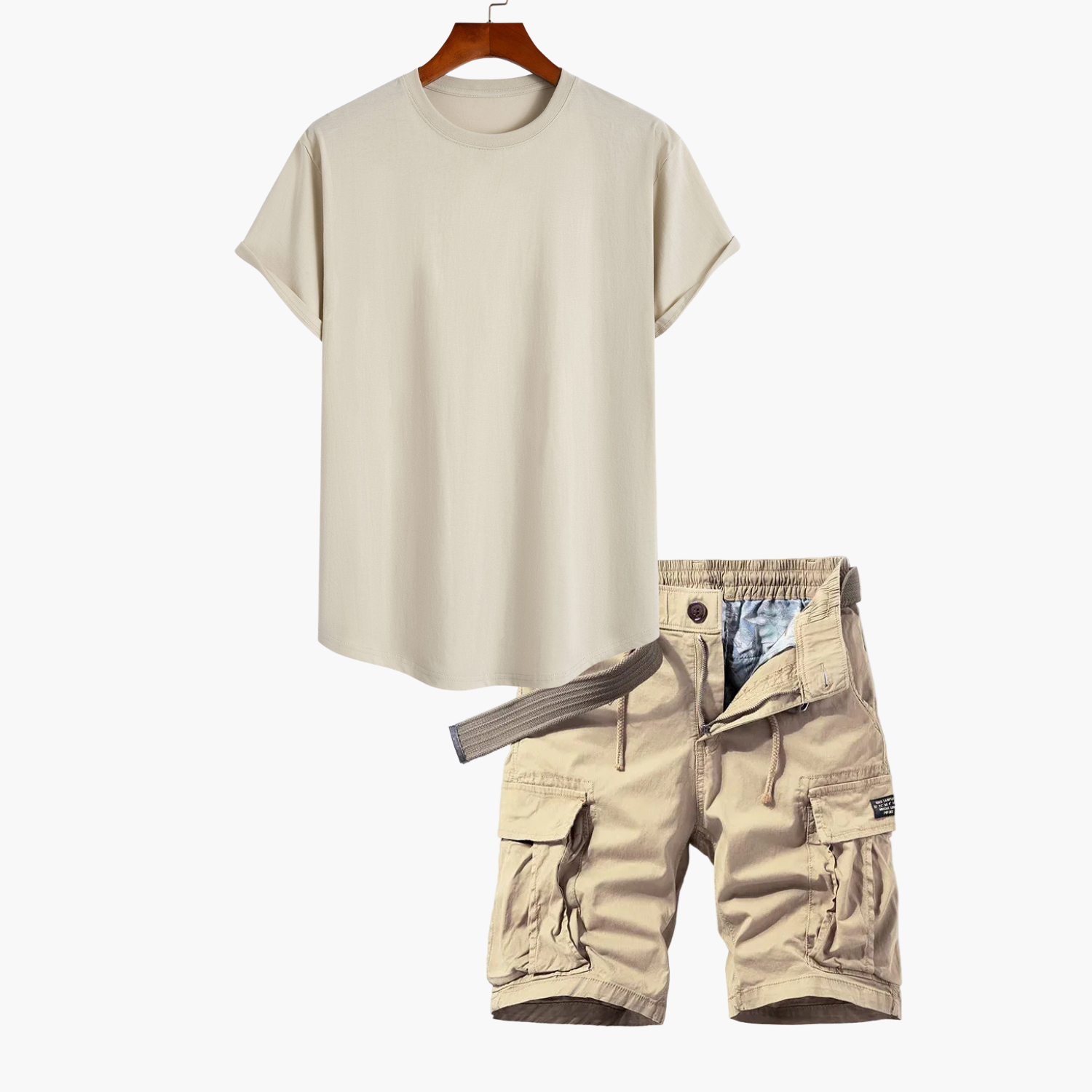 Ensemble T-shirt et shorts cargo pour hommes - vue 4