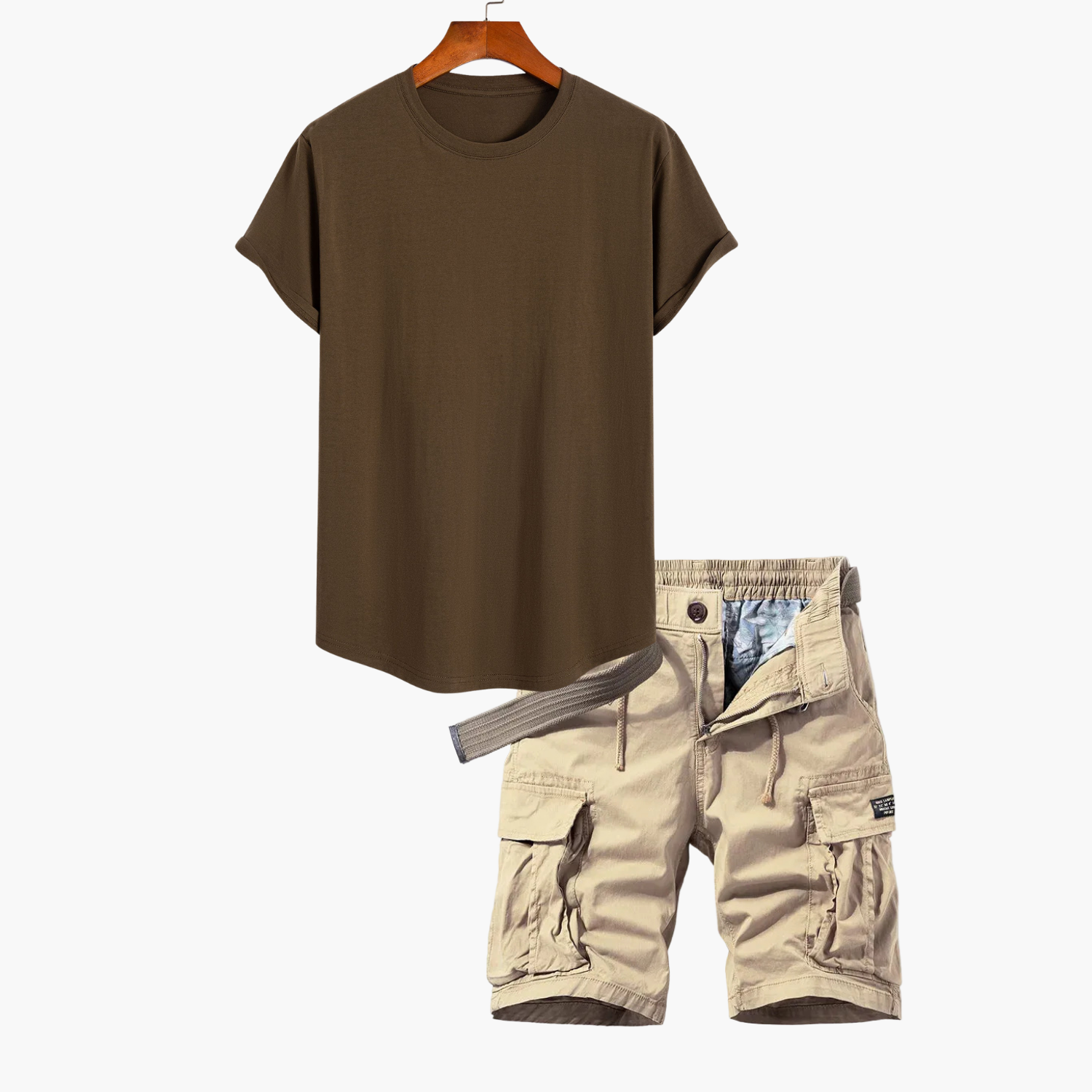 Ensemble T-shirt et shorts cargo pour hommes - vue 3