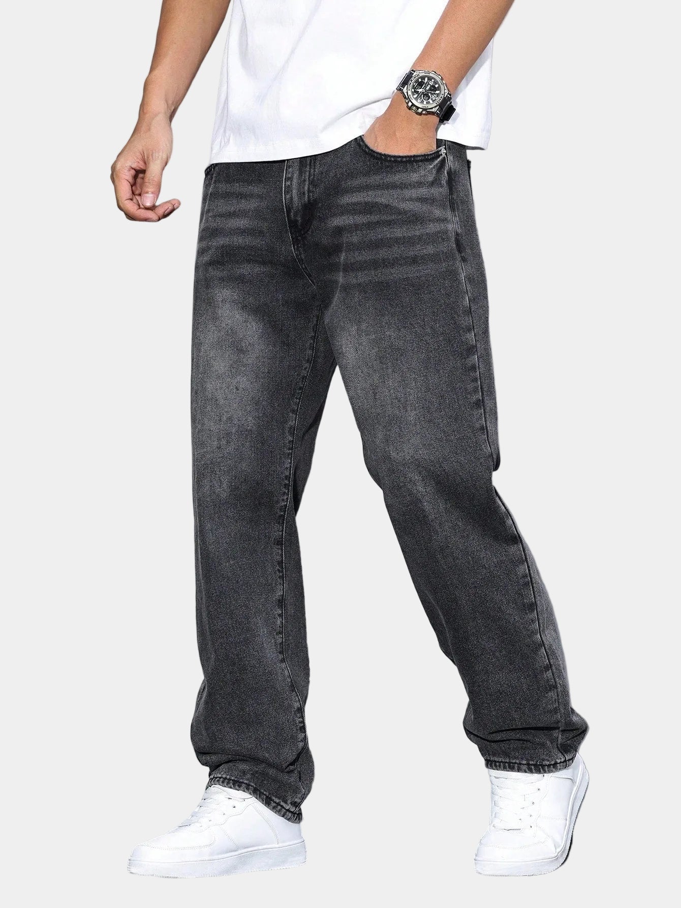 Jean homme coupe droite délavé