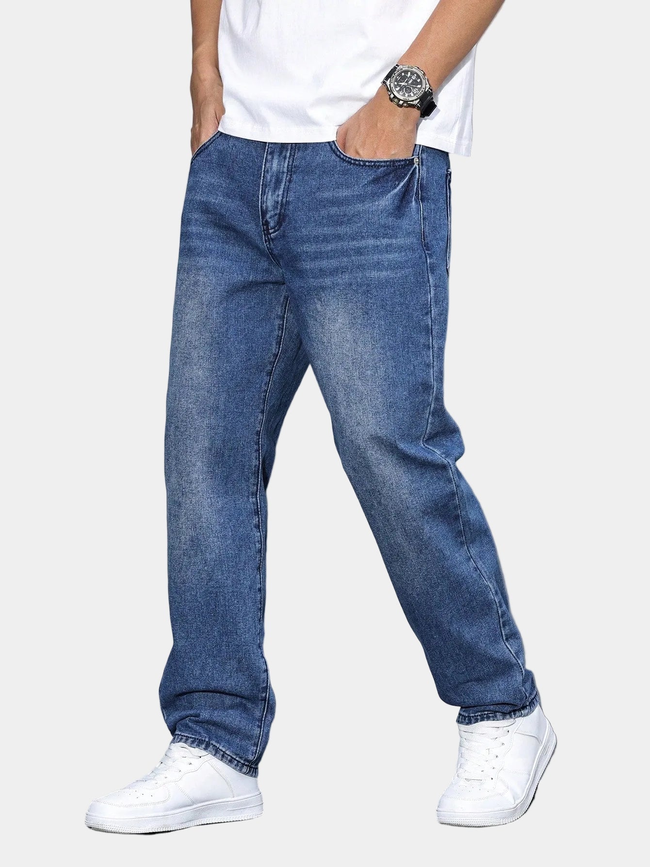 Jean homme coupe droite délavé - vue 4