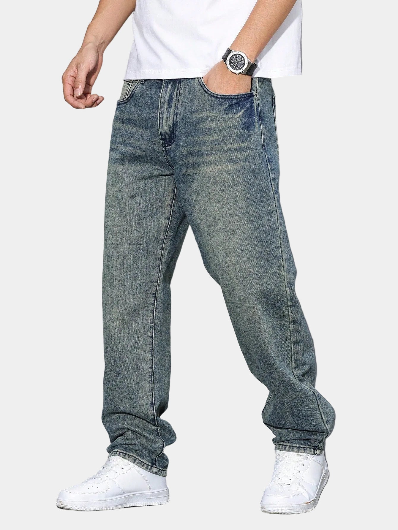 Jean homme coupe droite délavé - vue 5